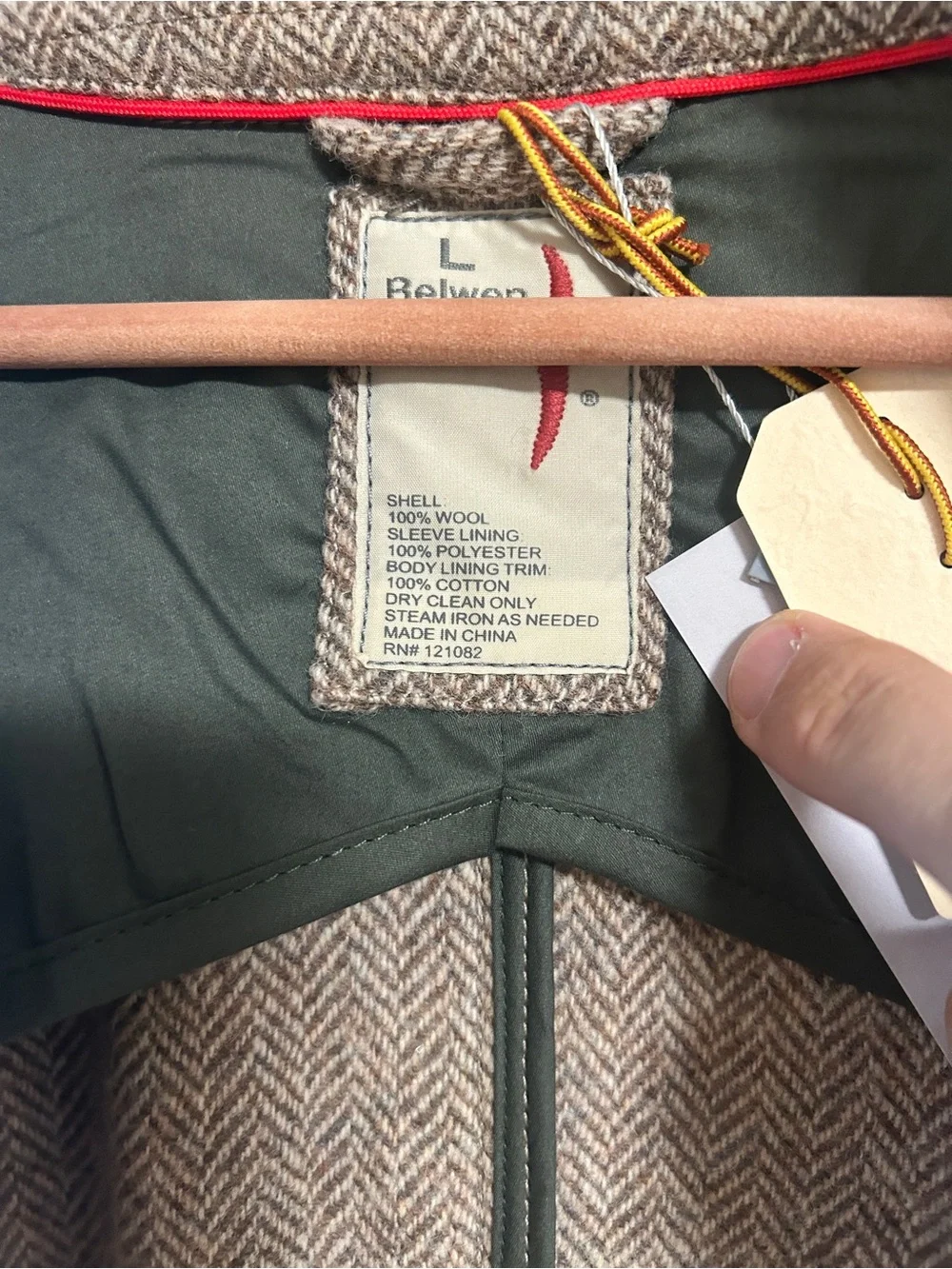 New With Tags Relwen Heritage Trap Blazer Large Herringbone Light Brown